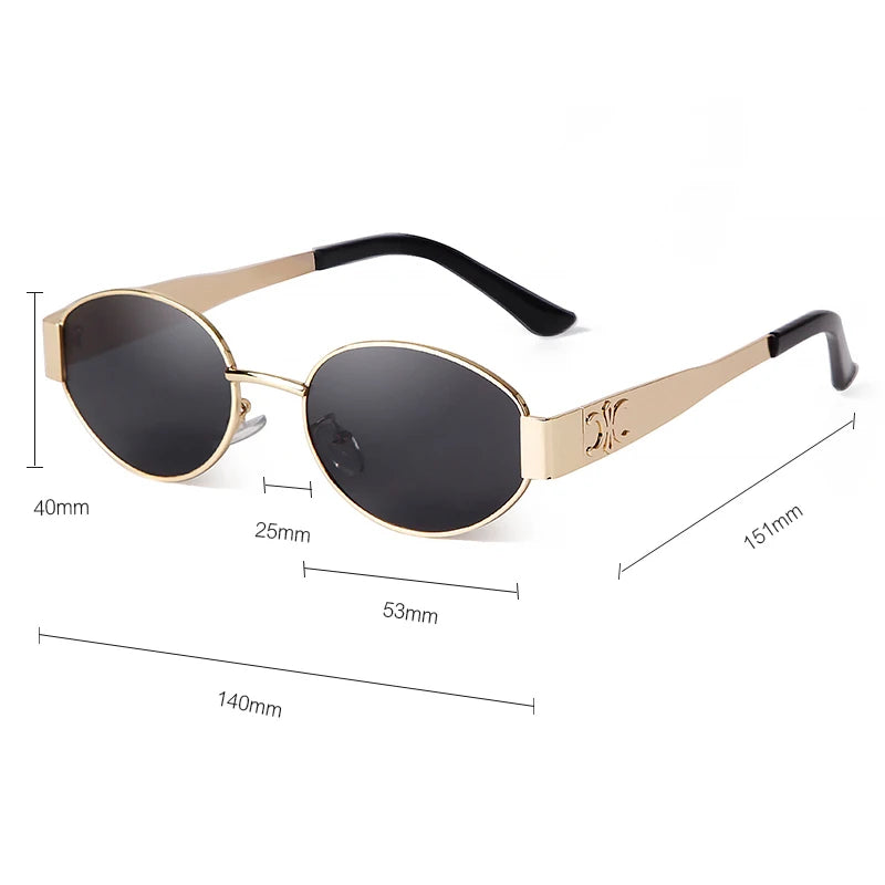 Retro Metal Frame Oval Sunglasses for Women Men Brand Designer Driving Aviation Male Shades Lens Luxury Small Sun Glasses UV400