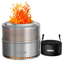 UNHO 19 Inch Smokeless Fire Pit for Outdoor Wood Burning,  Portable 304 Stainless Steel Camping Stove , Perforated  Fireplace