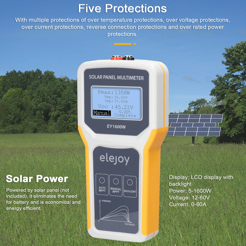 1600W Photovoltaic Panel Multimeter Solar Panel MPPT Tester Open Circuit Voltage Power Point Voltage Current Power Test Meter