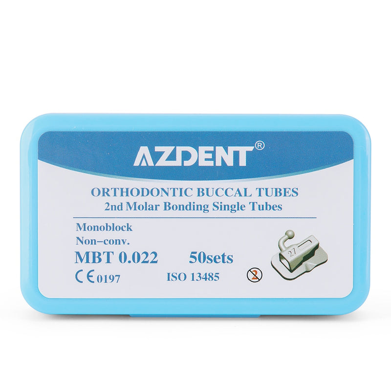 4Pcs/Set  20Sets=80Pcs AZDENT Dental Orthodontic Buccal Tubes 1st Molar Bondable Monoblock Non-Convertible Single Roth MBT 0.022