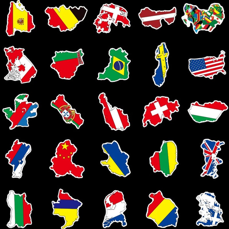 100 Pcs/2 Stickers Kit Varied Stationery for Laptop Self-adhesive National Flag Notebook Thomson