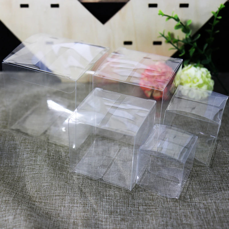 30/50PCs PVC Square Clear Candy Gift Box Chocolate Candy Boxes Jewelry Storage Boxs Wedding Christmas Packaging Gift Boxs