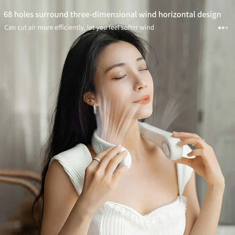 Xiaomi 2023 Portable Neck Fan 4000mah Rechargeable USB Leafless Air Conditioner Bladeless Fans Hanging Neck Cooler For Summer