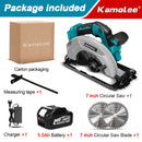 Kamolee 7 inch 21V 6.0Ah 6000mAh Electric Circular Saw  for Home DIY Compatible Makita 18V Battery