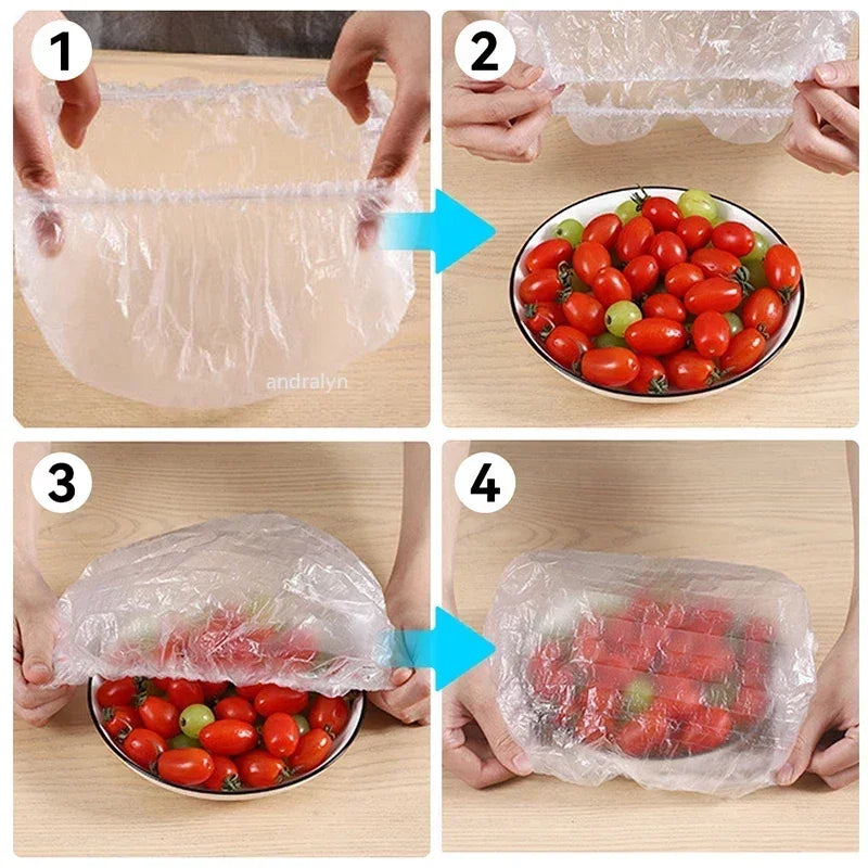 Reusable Disposable Food Cover Plastic Wrap Durable Elastic Food Lids for Bowls Elastic Plate Covers For Kitchen Food Saver Bags