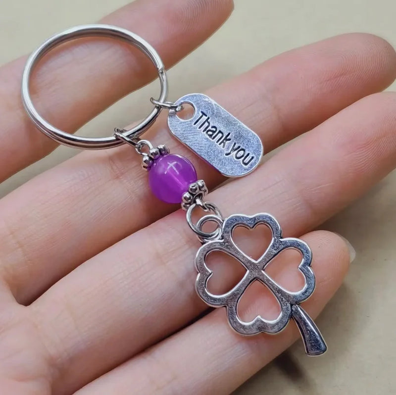 1/10 Sets Clover thank you Teacher's Day Gift creative Keychain Lovers Key Ring Jewelry
