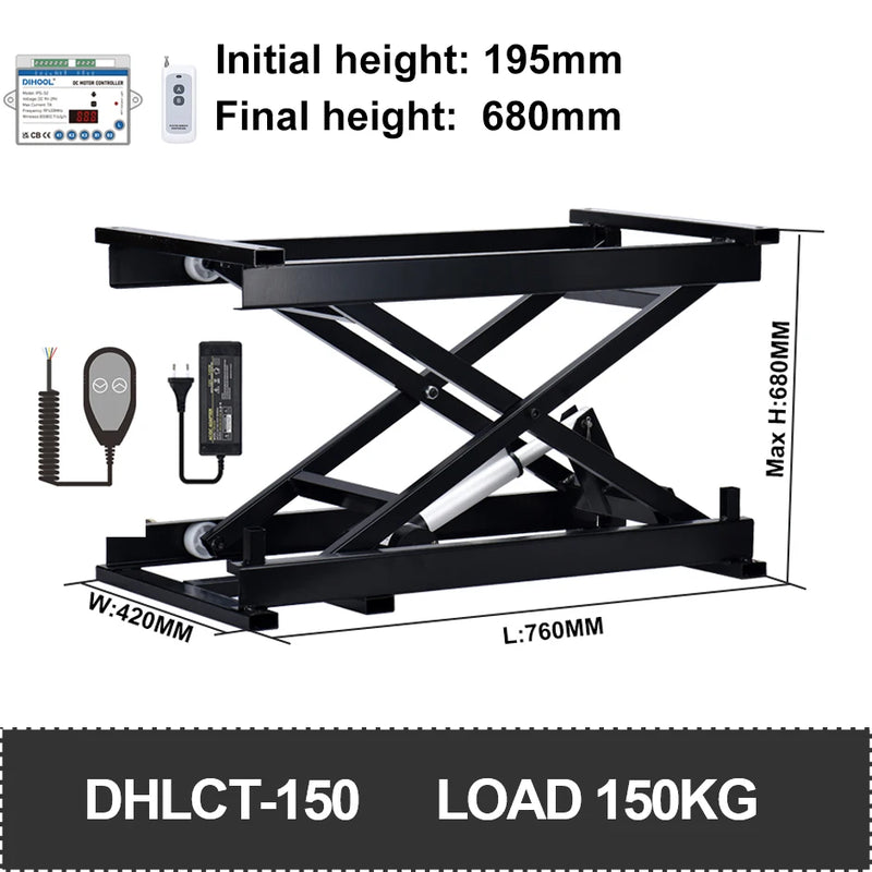 Electric Lifting Platform Tea Table 60/120/150kg Load Elevation Height Adjustable  Remote Control Motor Drive Iron Frame