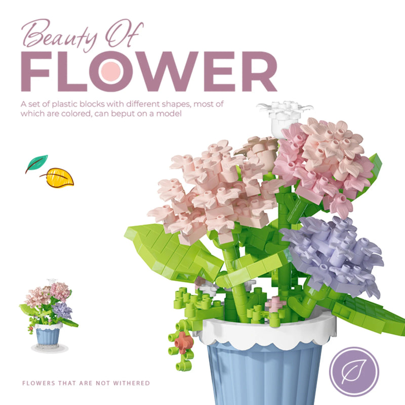 Potted Building Blocks Simulate Succulent Flower Bouquets, Creative Puzzle Block Toys, Eternal Flowers, Home Decoration