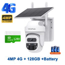 SHIWOJIA 12X Zoom 4G LTE Solar Security Camera 8MP Night Vision Dual-Lens Outdoor WiFi Solar Battery Camera PIR Human Detection