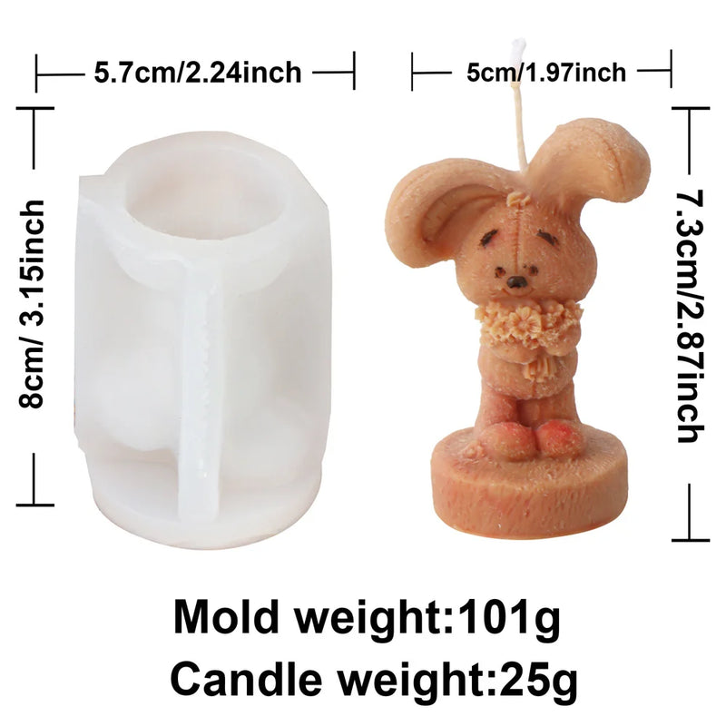 Multi Style Easter Rabbit Candle Silicone Moulds 3D Animal Crafts Resin Gypsum Soap Mold DIY Ice Block Baking Tool Home Gift