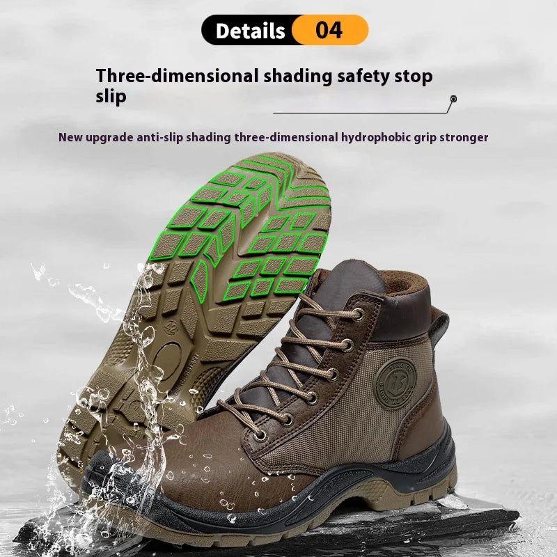 Men's safety shoes are anti smashing, anti piercing, anti-static, anti slip, wear-resistant, and splash proof work shoes