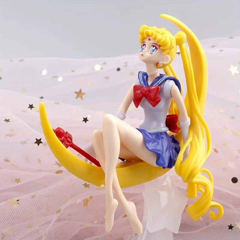 Bandai 15CM Anime Sailor Moon PVC Doll Girl Toy Cake Decoration Action Figures Model Car Ornament Children Birthday Gift Doll Co