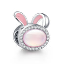 Hot Original Pendant S925 Sterling Silver Rabbit Charm Fit 3mm Bracelet Diy For Women Classic Easter egg beads Daily Gift Fine