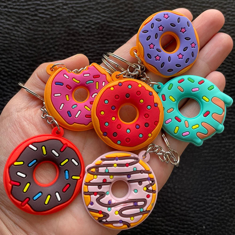 Creative Sweet Donut Keychain Party Favors Kids Food Pendant Keyrings Bag Pack Ornaments Keychain Accessories Gifts