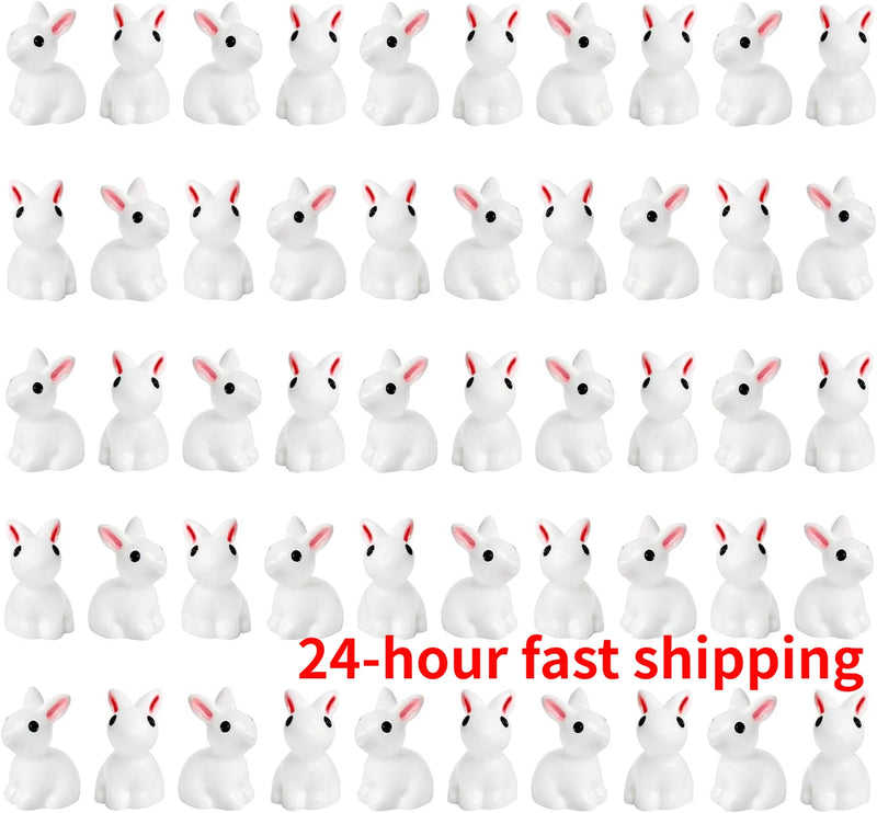 50PC Mini Rabbits Figurine Easter Bunny Figurine Rabbit Miniature Figurines Ornament Micro Landscape Dollhouse Decor Diy Crafts