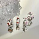 Wholesale Fashion Silver Color Tulip Hoop Earrings for Women Elegant Sweet Enamel Dropping Oil Flower Huggies Ear Buckle Jewelry