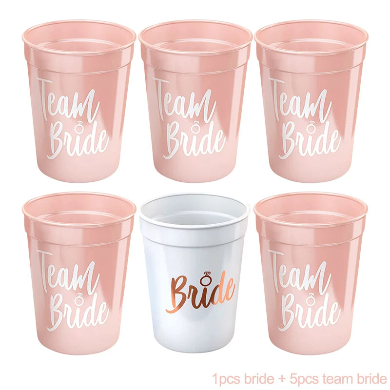 Bachelorette Party Wedding Decoration Bride Team Plastic Drinking Cups Bridal Shower Gift To Be Bride Hen Party Supplies
