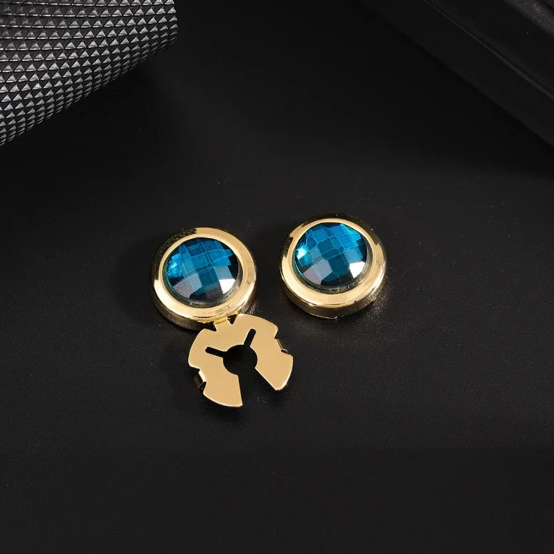 Luxury Rhinestone Button Cap Non-French Shirts Clamshell Cufflinks Round High-end Men's Shirt Buttons Accessories Gifts for Men