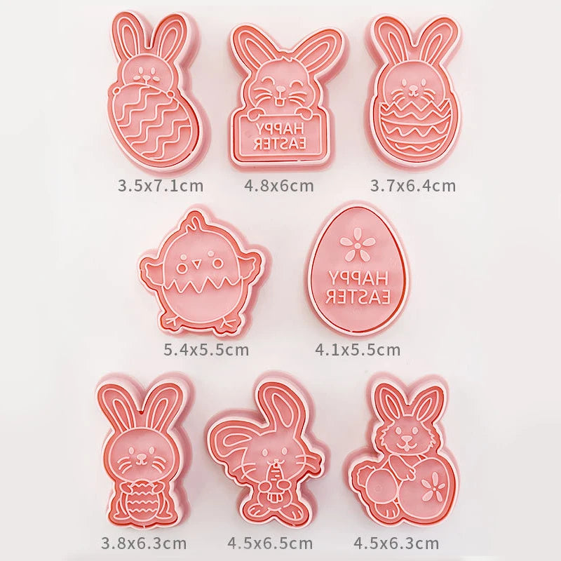 4/8pcs Easter Cookie Cutter Mold Easter Eggs Rabbit Chick Biscuit Fondant Mould For Easter Party Cake Decoration DIY Baking Tool