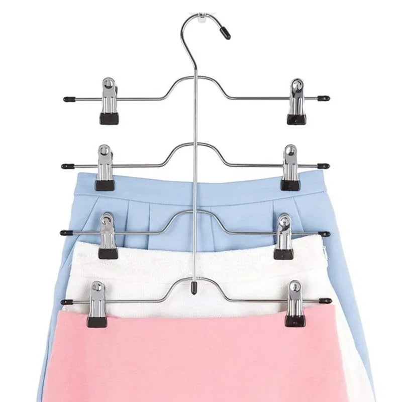 4 Tier Pant Hanger for Clothes Organizer Multifunction Shelves Magic Trouser Hangers Closet Storage