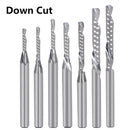 10Pcs 3.175mm 4mm 5mm 6mm AAA Left Spiral milling cutter down cut one Flute router bit CNC end mill carbide milling cutter