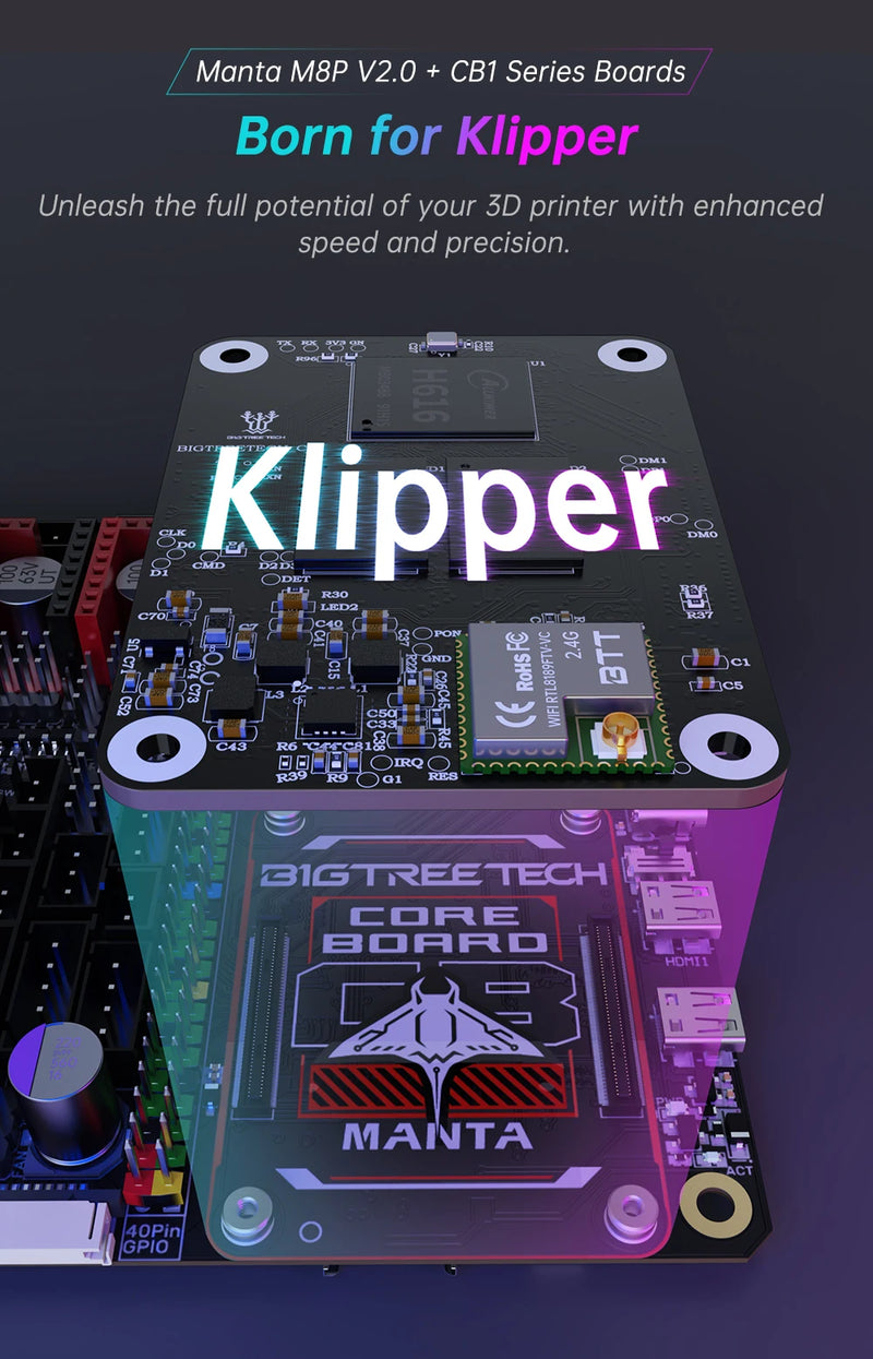 BTT Manta M8P V2.0 Motherboard Kit 32Bit for Klipper Raspberry Pi CM4 Ender 3 Silent High Performance 3D Printer Control Board