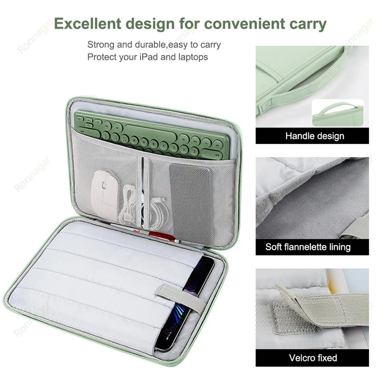 9-11 Inch 2024 New iPad Carrying Case Travel Tablet Sleeve Bag for iPad Pro 11 (M4) 10th Air 10.9 Also for Samsung Lenovo Xiaomi