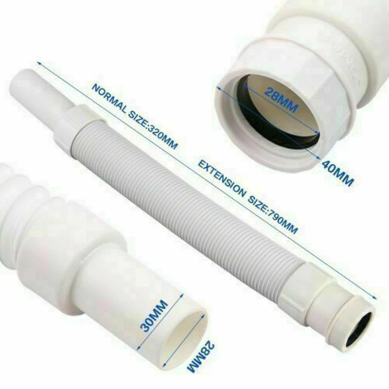 Universal Waste Pipe Bathroom Basin/Shower Kitchen Sink Flexible Waste Pipe Trap Connector 34.5-78cm Deodorant Isolated Odor