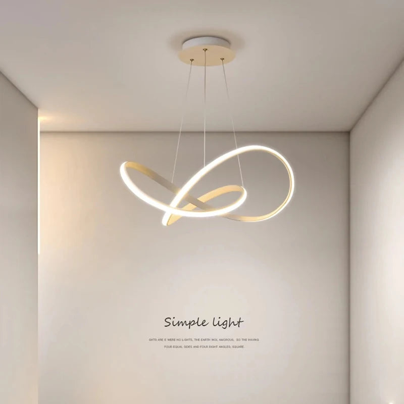 Nordic LED Pendant Light Hanging Aluminum Line Remote Dimming Lighting For Master Bedroom Living Room Dining Room Home Luminaire