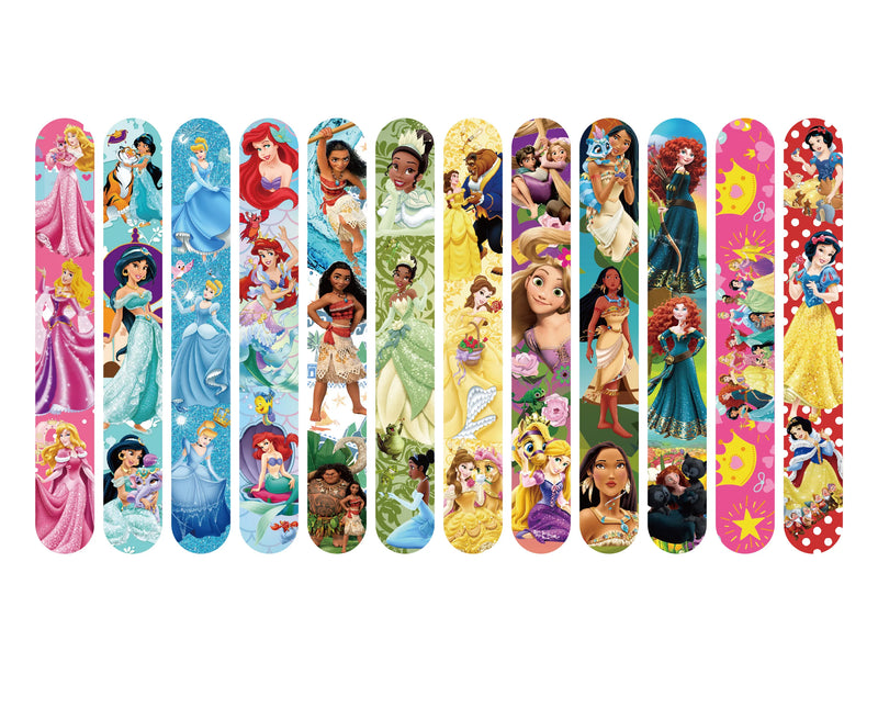 12pcs Disney Princess Cinderella Ariel Slap Bracelets for Kids Colorful Bulk Wristbands Birthday Party Decor Girls Party Gifts