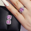 2026 New Arrivals Luxury 2pcs Silver Color Cz Dubai Jewelry Set Ring and Earring for Women Wedding Party Lady Gift Jewelry J5968