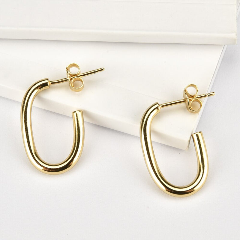 ANDYWEN 925 Sterling Silver Gold Ovals Long Chain Circle Hoops Loops Round Piercing Pendiente Women Ohrringe Earring Jewelry