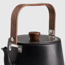 1.1L Camping Water Kettle with Wooden Handle Outdoor Portable Teapot Lightweight Coffee Pot Tourist Tableware