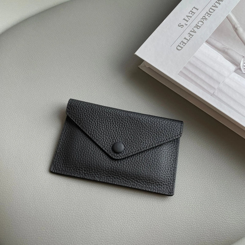 Custom Letters Soft Leather High-end Ultra-thin INS Style Mini Envelope Card Holder Wallet Simple ID Wallet Coin Purse