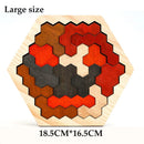 Hexagonal Wooden Puzzles Educational Toys For Children Kids Preschool Tangram Board Brain IQ Test Game Montessori Toys Gifts