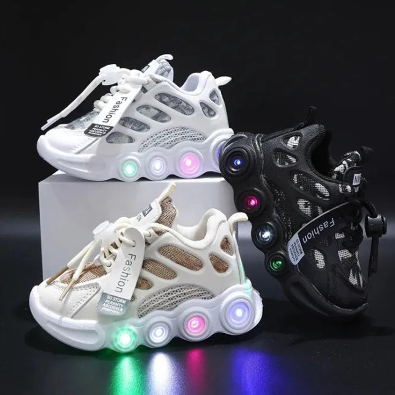 New Children Casual Shoes for Boys Girls Sneakers Autumn Kids Sports Luminous Shoes Baby Mesh Breathable Soft Running 1-6Years