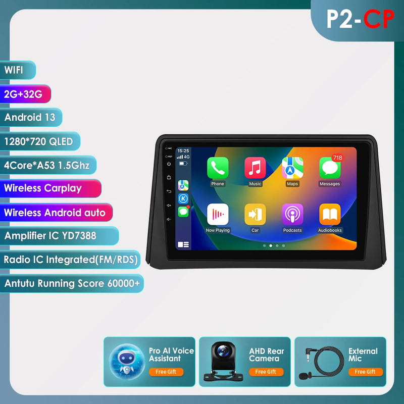 8G 128G 2Din Android 14 Car Radio Multimedia Player for Opel Mokka 2012 2013 2014 2015 2016 Autoradio GPS Navi Wifi Audio Stereo