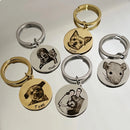 Custom Pet Portrait Family Commemorative Photo Text Keychain Stainless Steel Personalized Matching Key chain Mother's Day Gift