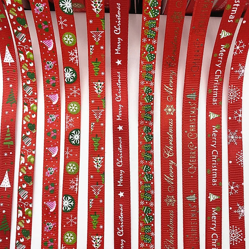 New 5 Yard 10 Mm Ribbed Christmas Ribbon Wedding Christmas Party Decoration DIY Craft Ribbon Card Gift Wrapping Supplies