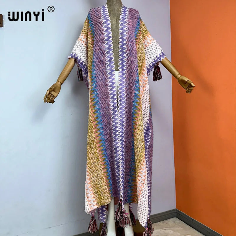 WINYI woman Winter Knitted cardigan coat Loose Christmas Fashion hipster party dress Thick Warm free size Female cloke overcoat