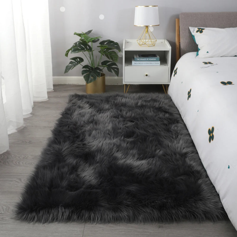 "Cozy Collection" Ultra Soft Fluffy Faux Fur Sheepskin Area Rug Bedroom Bedside Blanket Living Room Covered Large Area Blankets
