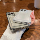 Transparent Card Slot Bag Holder Case For iPhone 15 14 13 12 11 Pro Max X XS XR 7 8 Plus Clear Wallet Silicone Shockproof Cover