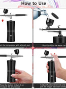 Portable Airbrush With Compressor Kit For Beauty Nail Art Cake Decorating Makeup Model Painting