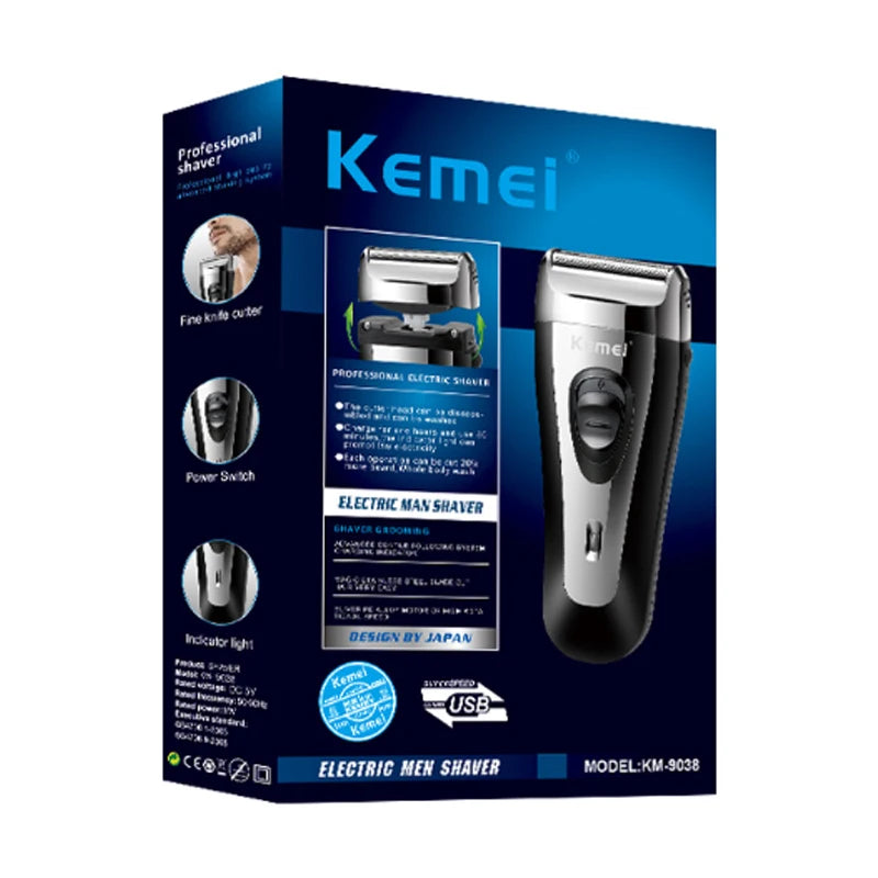 Kemei Electric Shaver Rechargeable Razor for Men Original Beard Trimmer Hair Clipper Dry Or Wet Shaving USB Shaving Machine