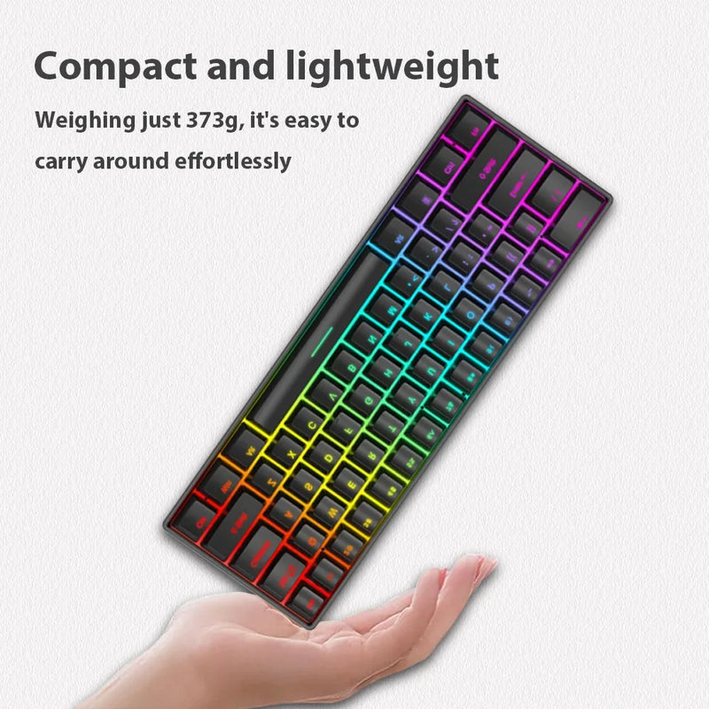 61 Keys Mechanical Keyboard Wired USB Mechanical Keyboard LED Wireless Mouse for Computer Laptop Mechanical Keyboard Mouse Set