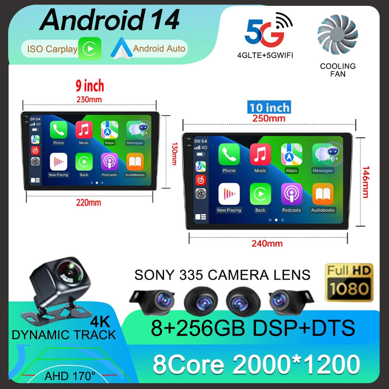 Android 14 For Univers Car Radio 2 Din Apple Carplay Automotive Multimedia Player GPS Android Auto IPS Screen RDS DSP Car Stereo