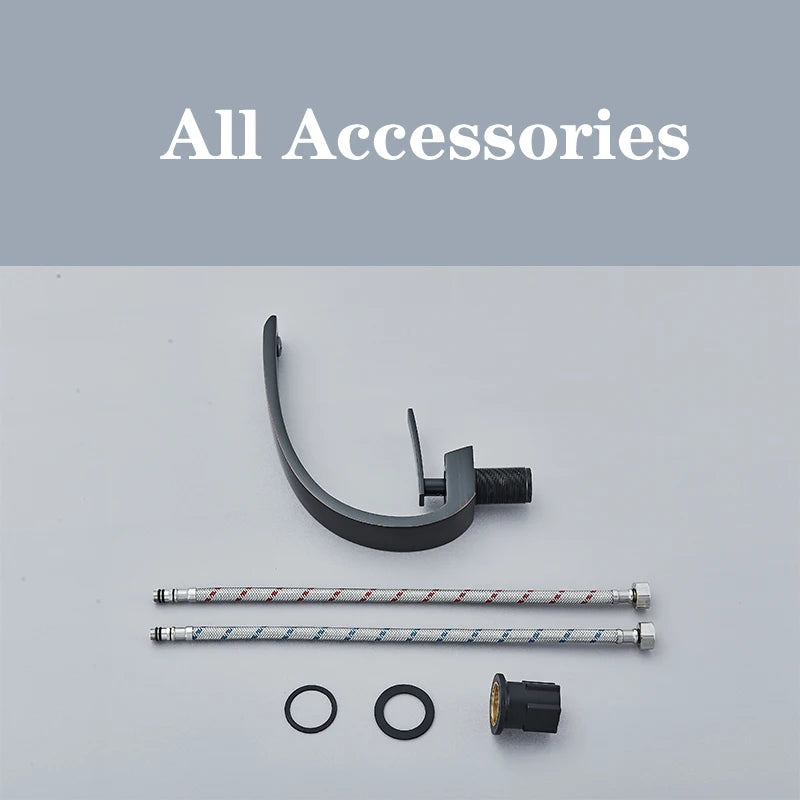 Black Bathroom Basin Faucet Deck Mount Black Chrome Washing Basin Mixer Water Taps Creative Hot Cold Water Crane Mixers