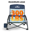 Tisetrail Portable Beach Chair For Adults Low Back Sling Chair With Cup Holder Folding Mesh Sand Chair Lightweight Lawn Chair Fo