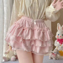 Pink JK Plush Shorts Winter Sweet Lolita Safety Short Pants Women Japanese Kawaii Ruffles Bloomers Harajuku Y2k Pumpkin Pants