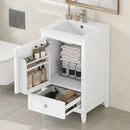 20" Bathroom Vanity with Sink, Bathroom Cabinet with A Door, Door Shelf Storage and Adiustable Foot Pads, A Drawer, Black